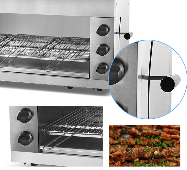 9KW шкафы рекламы 2 наполняют газом машину гриля мяса нержавеющей стали горелки саламандры 3/6 для гостиницы