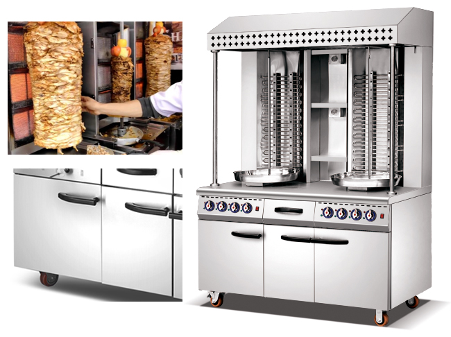 Двойная реклама электрическое Kebab Shawarma делая машину со шкафом для нержавеющей стали гостиницы